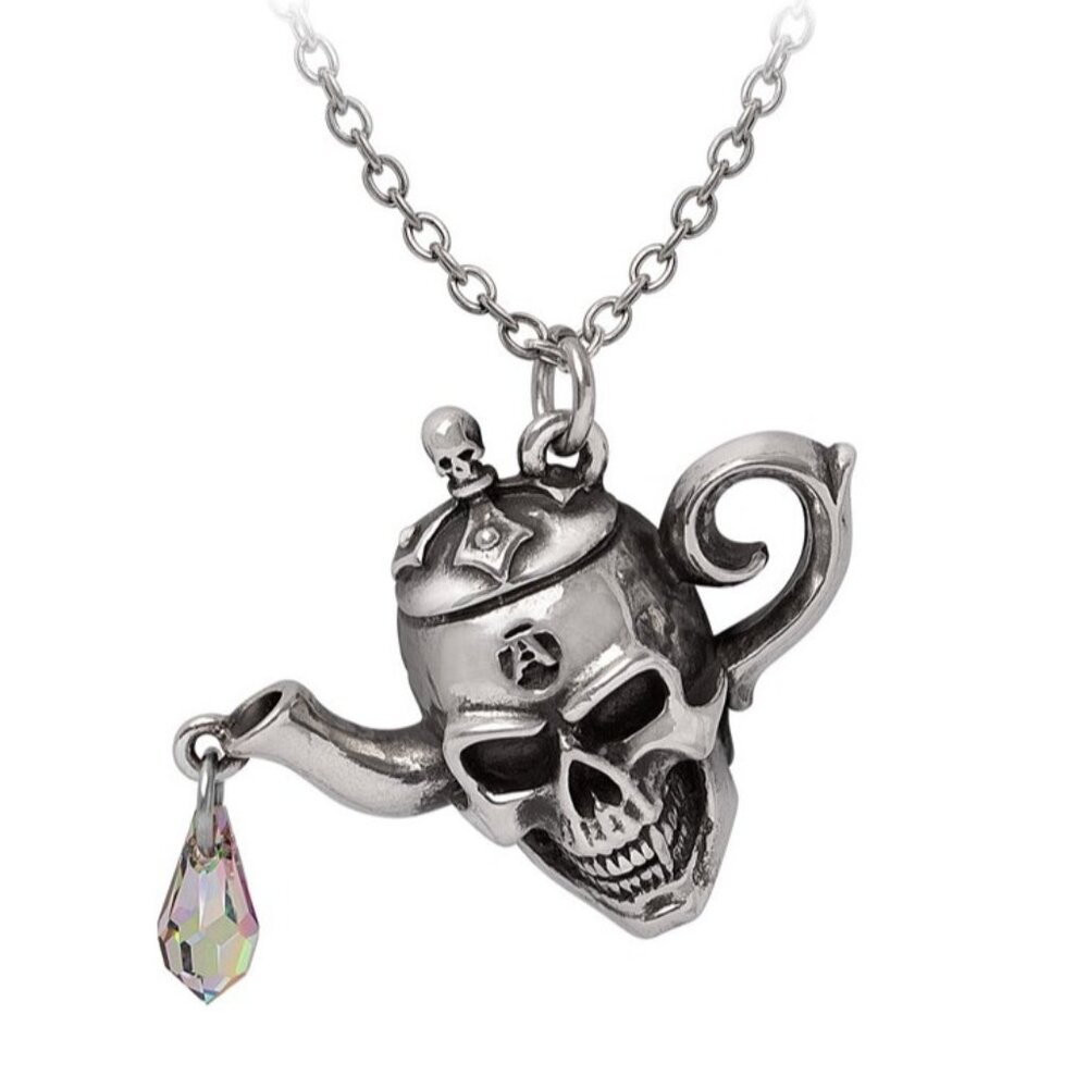 Alchemy Gothic Poison Brew Teapot Pendant Crystal Teardrop P1011